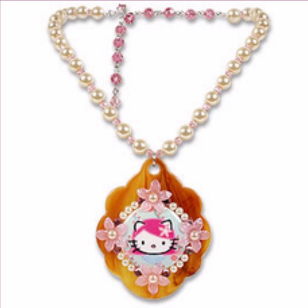 New Tarina Tarantino Pink Head Collection Hello Kitty Pearl Pendant Necklace💗